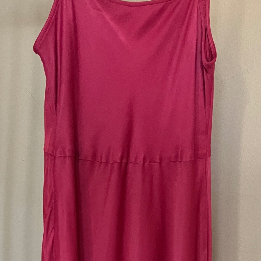 Anthropologie silk hot pink slip dress